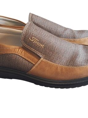 Sporto Men's Slip-On Loafers in Brown and Tan Accents NEW Sz12